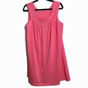 VINTAGE Pink Babydoll Nightie Large L Trapeze 60s Floral Embossed